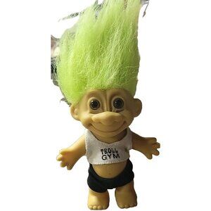Vintage Russ Troll Doll, Troll Gym, Weightlifter, Exercise Workout, Green...